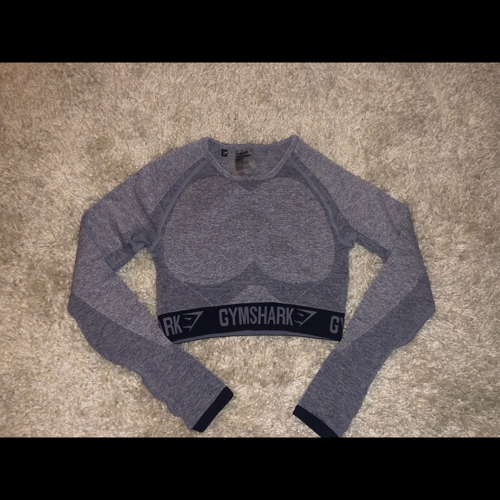 Gymshark steel blue/navy flex crop long sleeve